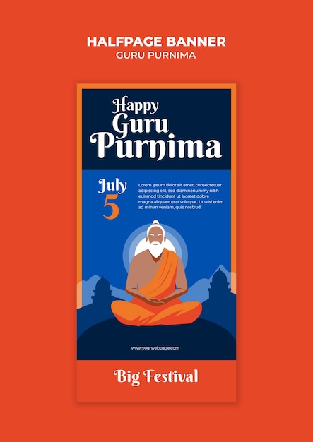 PSD gratuito diseño de plantillas de guru purnima