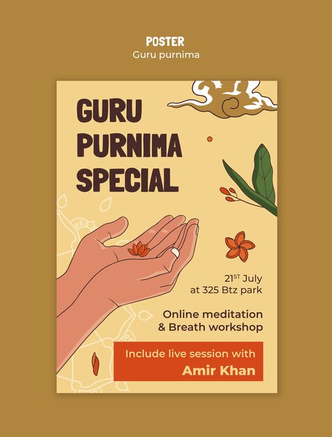 PSD gratuito diseño de plantillas de guru purnima