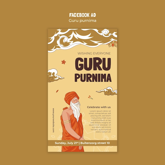 PSD gratuito diseño de plantillas de guru purnima
