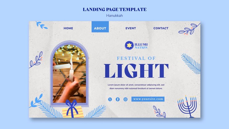 PSD gratuito diseño de plantillas de hanukkah