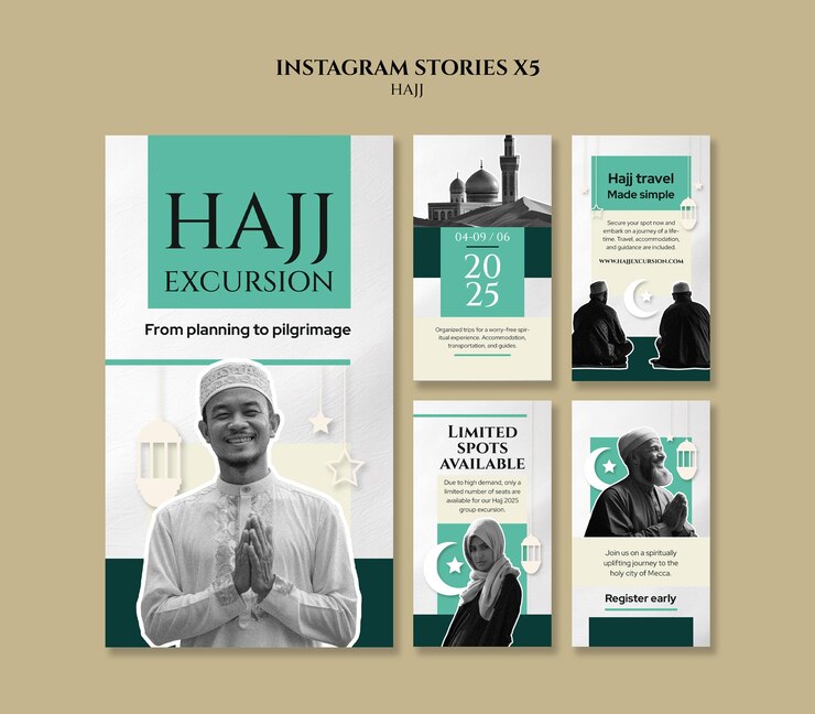 PSD gratuito diseño de plantillas de historias de hajj en instagram