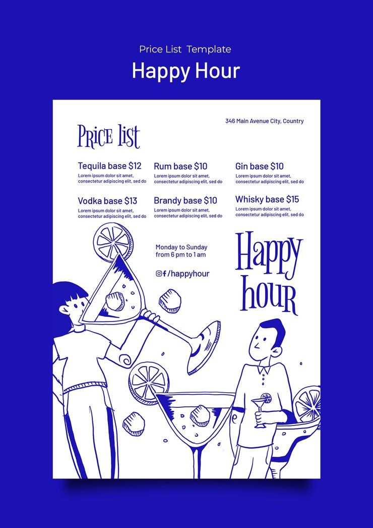PSD gratuito diseño de plantillas de la hora feliz