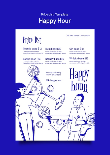 Diseño de plantillas de la hora feliz