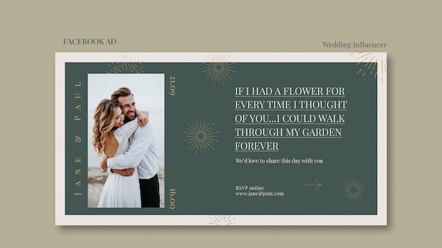 PSD gratuito diseño de plantillas de influencers de bodas