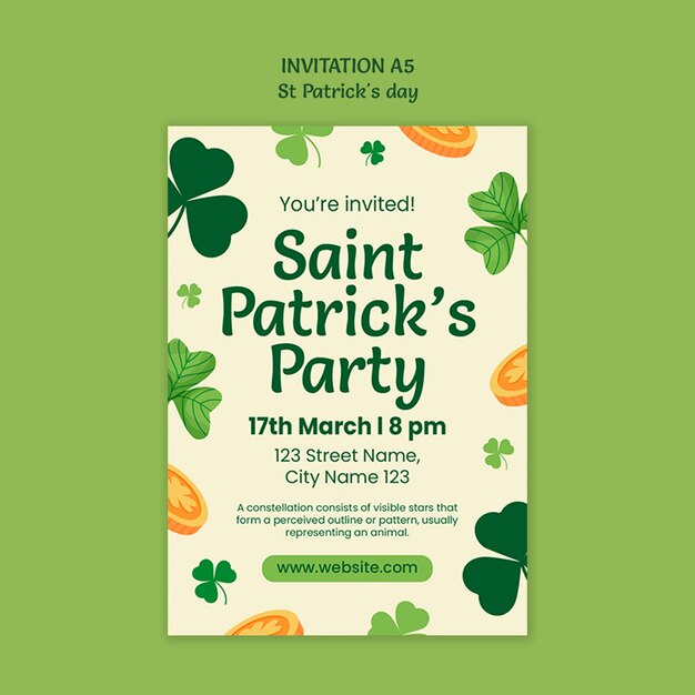 Diseño de plantillas de invitaciones para el día de San Patricio