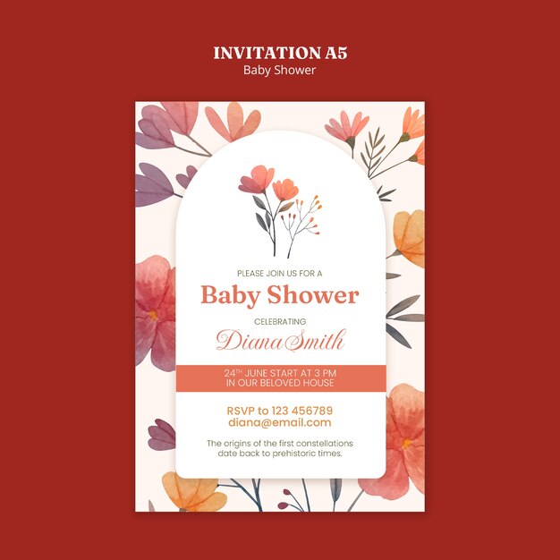 Diseño de plantillas de invitaciones para la ducha de bebé