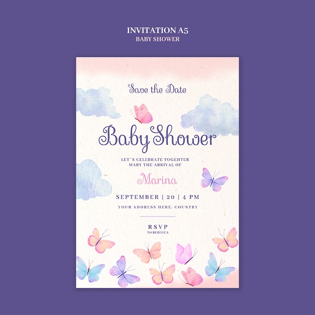 Diseño de plantillas de invitaciones para la ducha de bebé