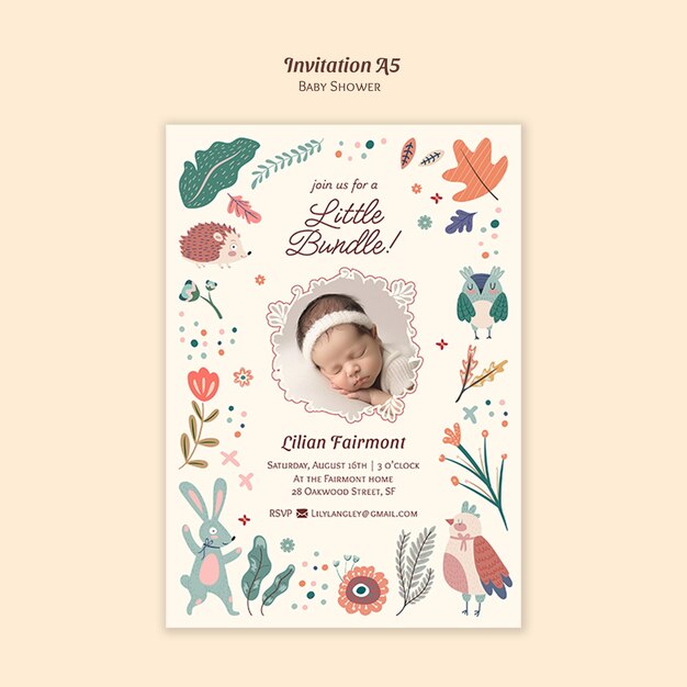 Diseño de plantillas de invitaciones para la ducha de bebé