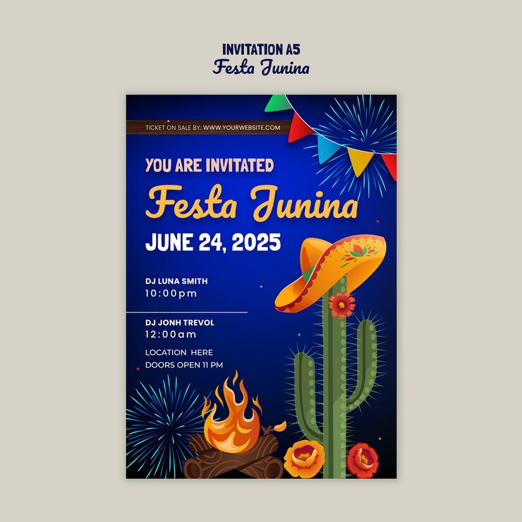 PSD gratuito diseño de plantillas de invitaciones para festa junina
