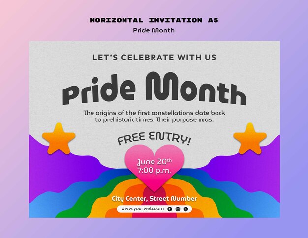 Diseño de plantillas de invitaciones para el mes del orgullo