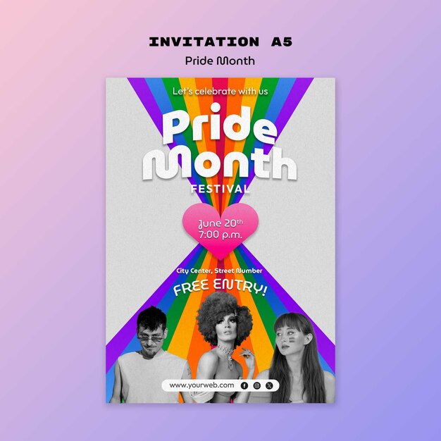 Diseño de plantillas de invitaciones para el mes del orgullo
