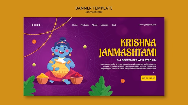 PSD gratuito diseño de plantillas de janmashtami