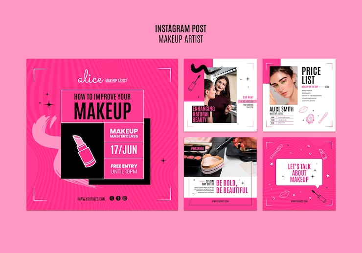 PSD gratuito diseño de plantillas de maquilladores