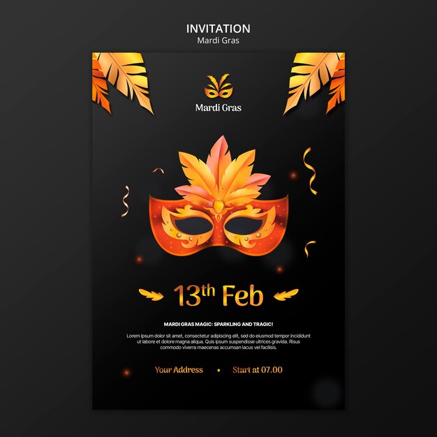 PSD gratuito diseño de plantillas de mardi gras