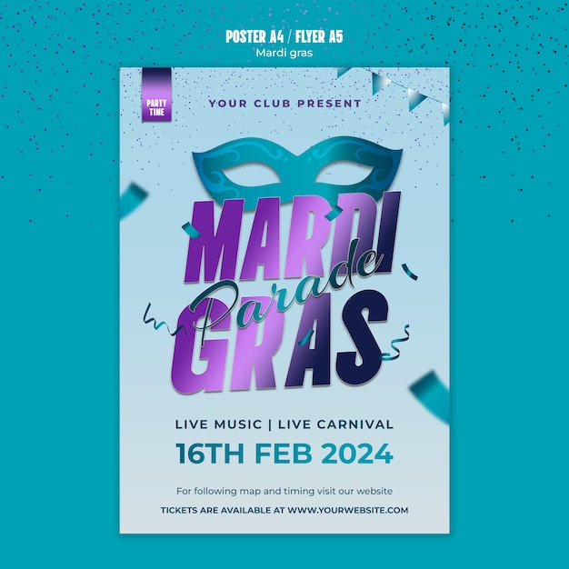 PSD gratuito diseño de plantillas de mardi gras