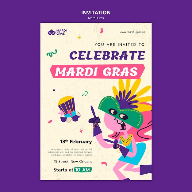 PSD gratuito diseño de plantillas de mardi gras