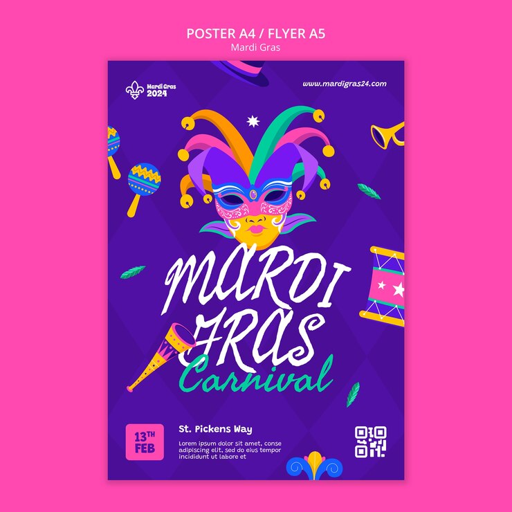 PSD gratuito diseño de plantillas de mardi gras