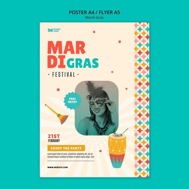 PSD gratuito diseño de plantillas de mardi gras