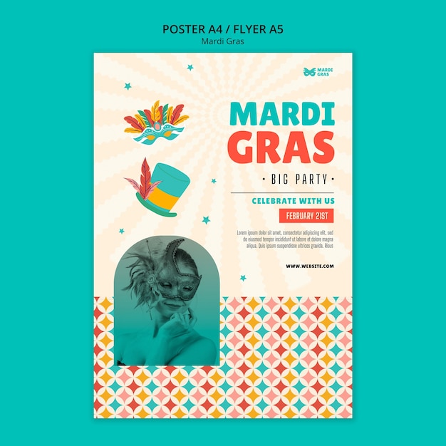 PSD gratuito diseño de plantillas de mardi gras