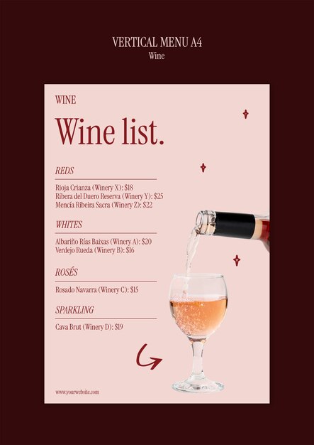 Diseño de plantillas de menú de vinos