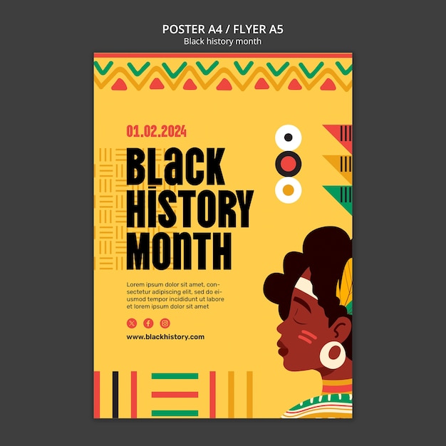 PSD gratuito diseño de plantillas del mes de la historia negra
