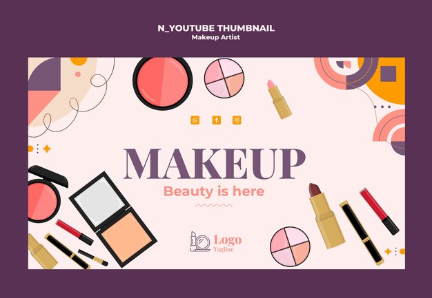 Diseño de plantillas de miniaturas de maquillador de YouTube