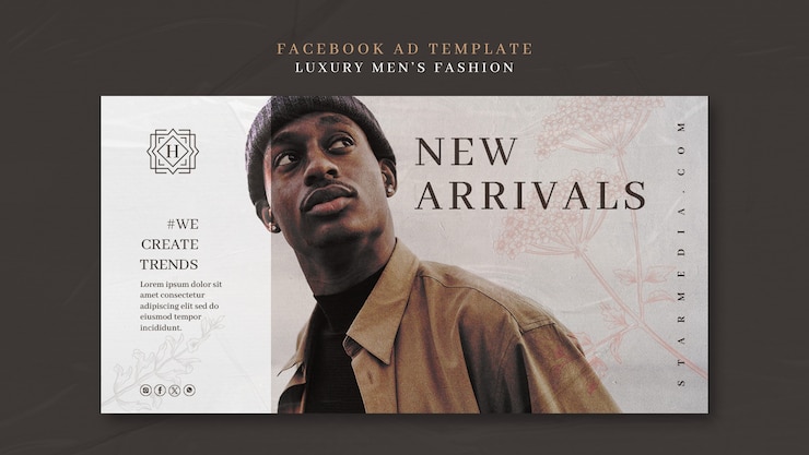 PSD gratuito diseño de plantillas de moda masculina de lujo.