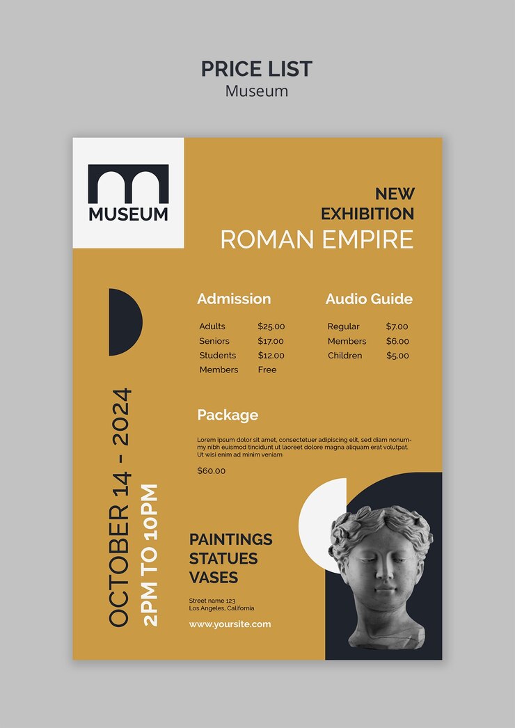PSD gratuito diseño de plantillas de museos