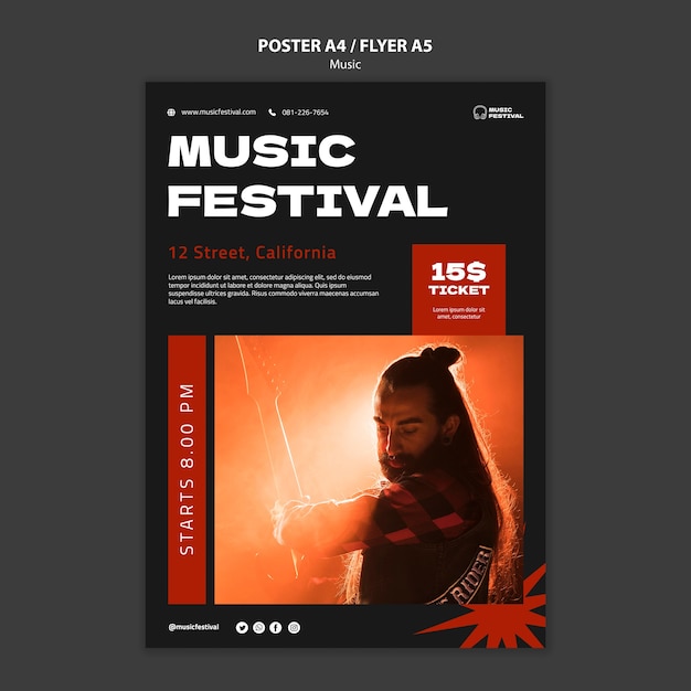 PSD gratuito diseño de plantillas musicales