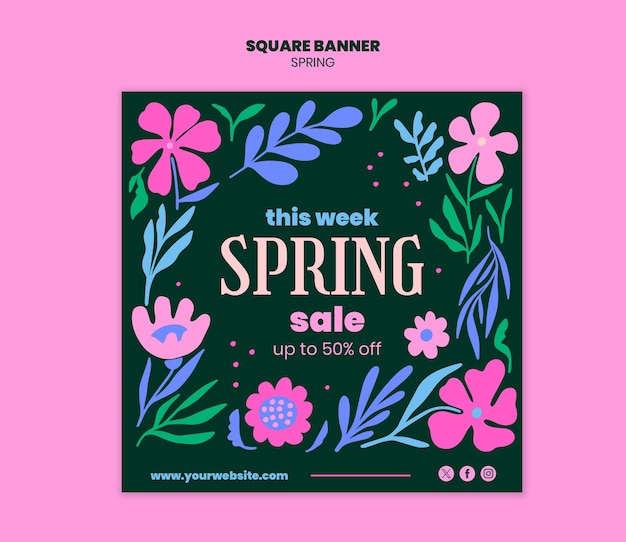 Diseño de plantillas de pancartas cuadradas de primavera