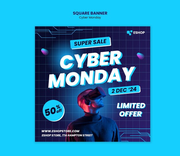 Diseño de plantillas de pancartas del Cyber Monday Square