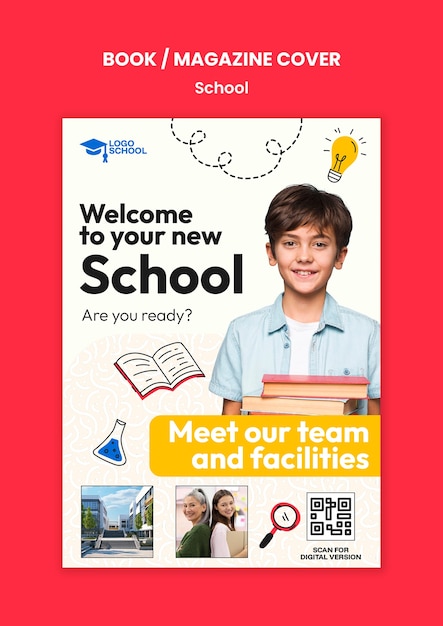 Diseño de plantillas de portadas de revistas escolares
