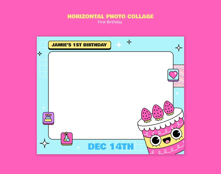PSD gratuito diseño de plantillas para el primer cumpleaños