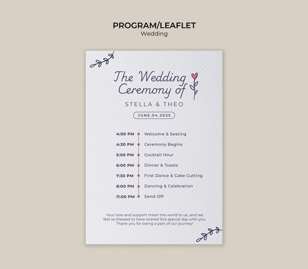 Diseño de plantillas para el programa de bodas
