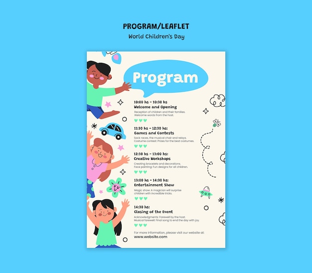 Diseño de plantillas para el programa del Día Mundial de la Infancia