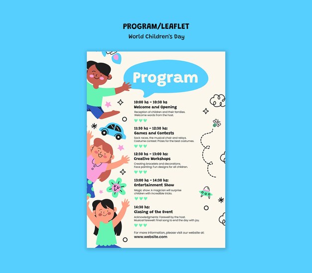 Diseño de plantillas para el programa del Día Mundial de la Infancia