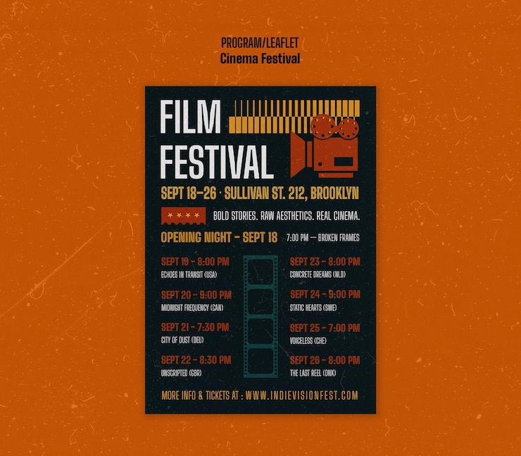 PSD gratuito diseño de plantillas para el programa del festival de cine