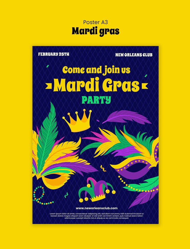 PSD gratuito diseño de plantillas para el programa de mardi gras
