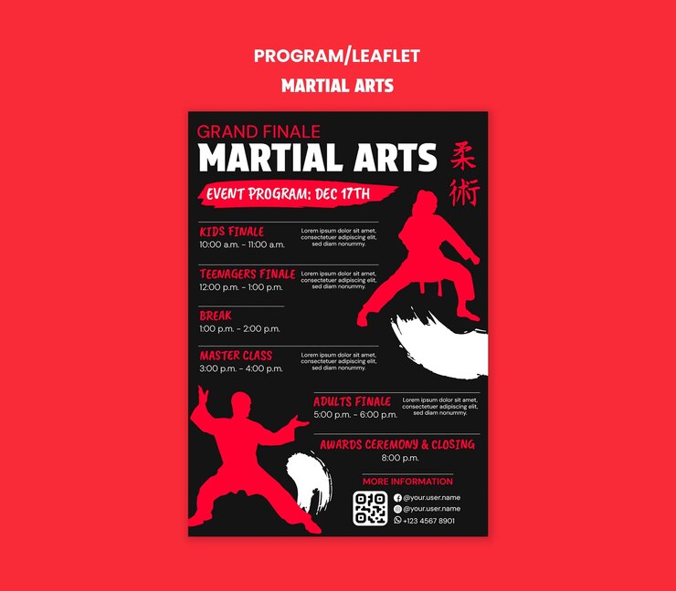 PSD gratuito diseño de plantillas de programas de artes marciales