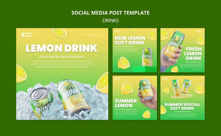 PSD gratuito diseño de plantillas de publicaciones de bebidas en instagram