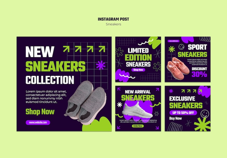 PSD gratuito diseño de plantillas de publicaciones de sneakers en instagram