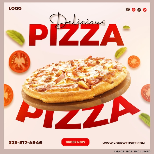 PSD gratuito diseño de plantillas de redes sociales de pizza deliciosa