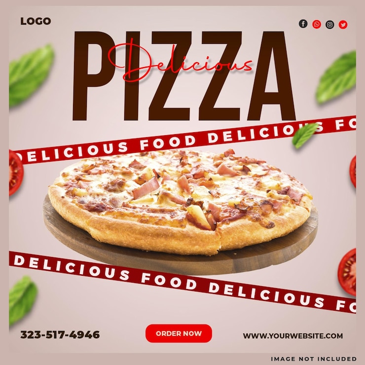 PSD gratuito diseño de plantillas de redes sociales de pizza deliciosa