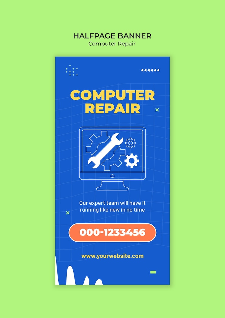PSD gratuito diseño de plantillas de reparación de computadoras