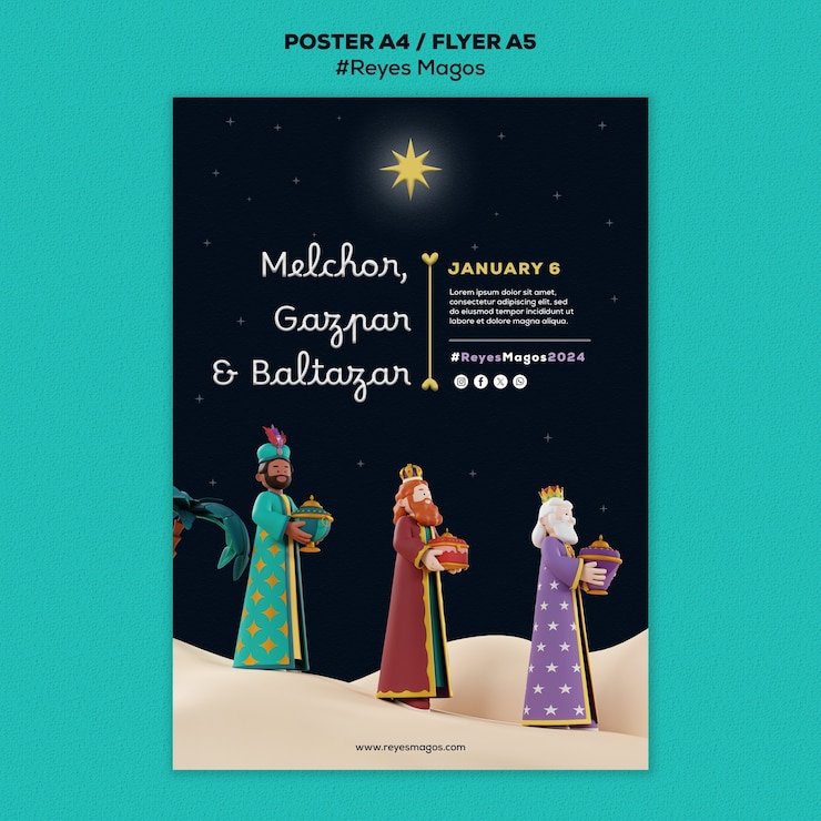 PSD gratuito diseño de plantillas de reyes magos