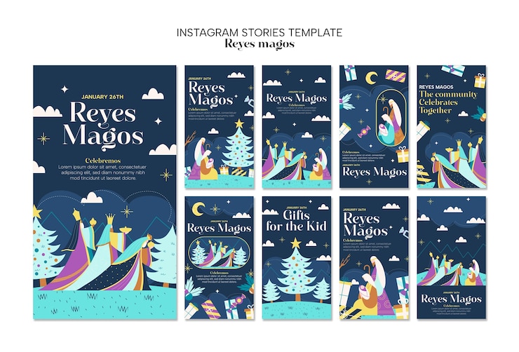 PSD gratuito diseño de plantillas de reyes magos