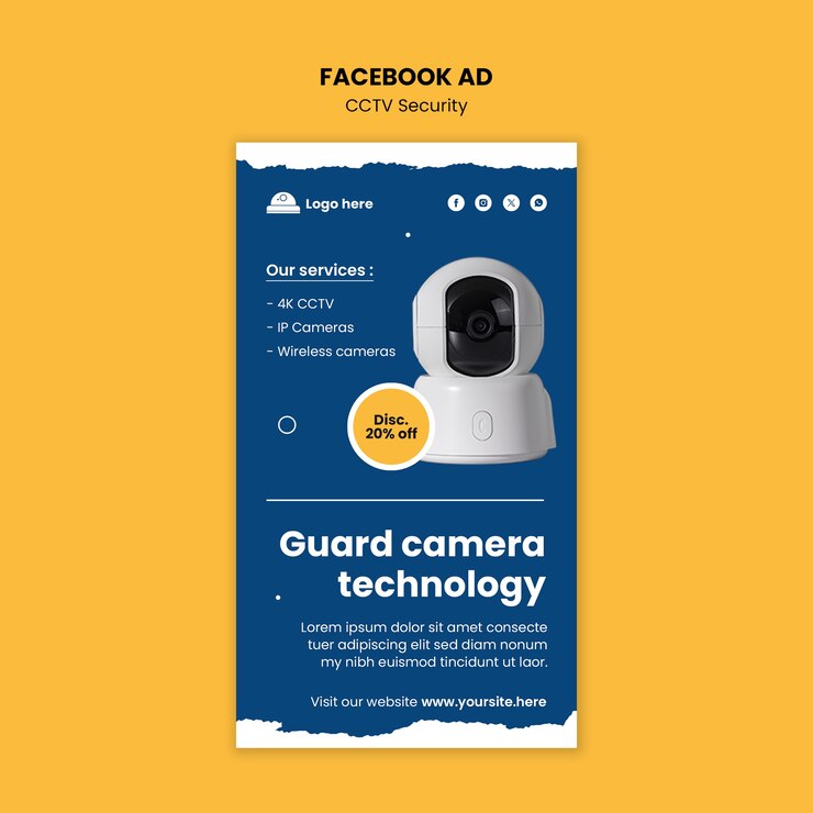 PSD gratuito diseño de plantillas de seguridad de cctv