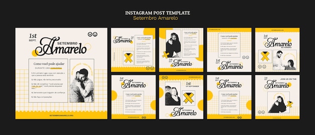 PSD gratuito diseño de plantillas de setembro amarelo