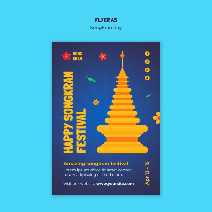 PSD gratuito diseño de plantillas de songkran