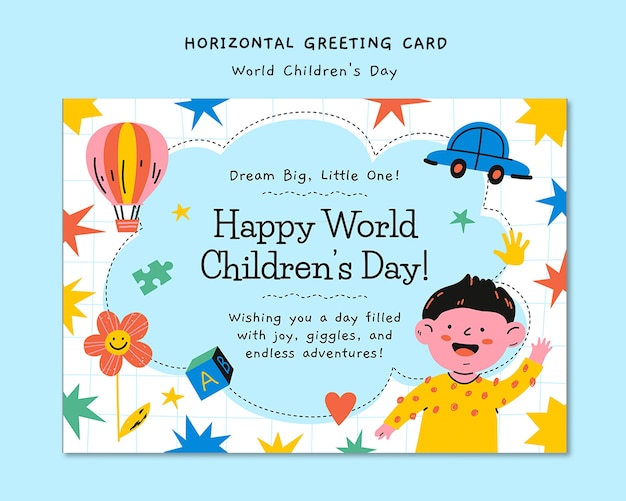 Diseño de plantillas de tarjetas de felicitación para el día mundial de la infancia